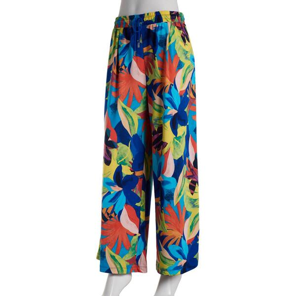 Plus Size Zac & Rachel Pull On Tropical Tie Wasit Pants - image 