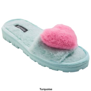 Girls Heart Faux Fur Slippers