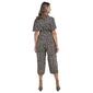 Womens Luxology Short Sleeve V-Neck Floral Belted Jumpsuit - image 2