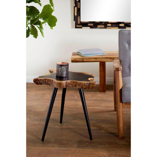 9th & Pike® Black Brown Rosewood/Metal Contemporary Accent Table