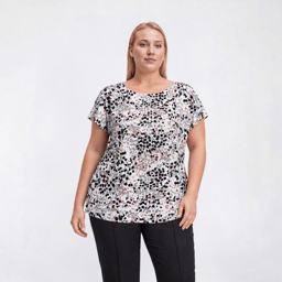 Plus Size Emily Daniels Short Sleeve Dot Button Shoulder Blouse