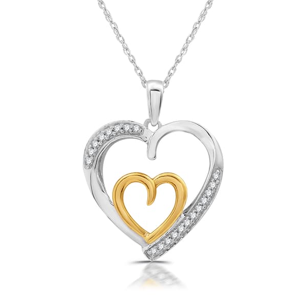 Nova Star(R) Two-Tone Lab Grown Diamond Double Heart Pendant - image 