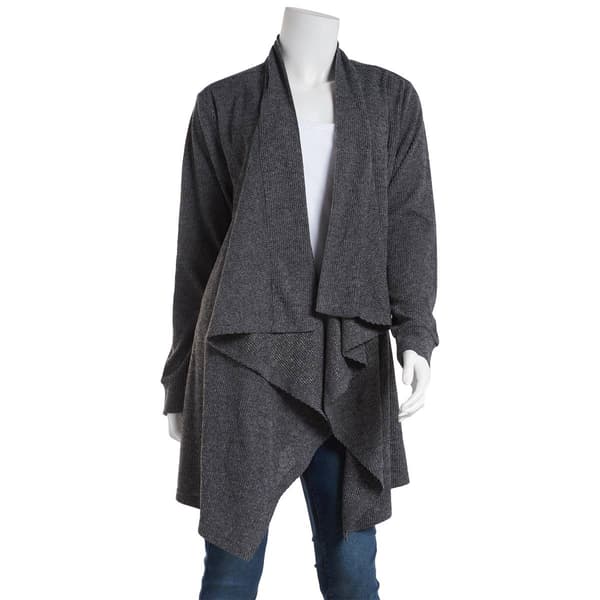 Womens New York Laundry Brushed Roll Sleeve Drape Front Cardigan