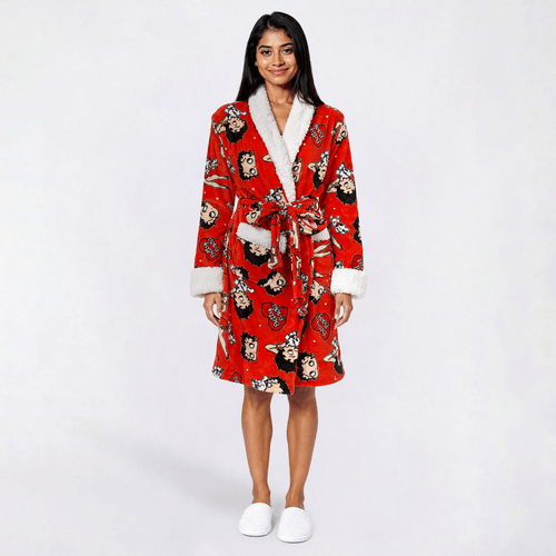 Juniors Betty Boop Puppy Hearts Sherpa Trim Wrap Robe