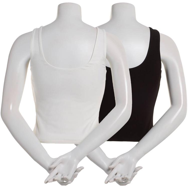 Juniors Pink Rose 2pk. Modal Spandex Double Square Neck Tank Tops