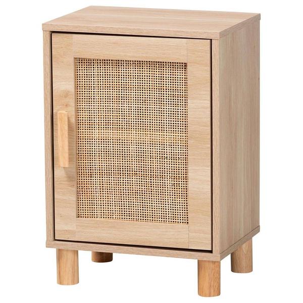 Baxton Studio Maclean Natural Brown Wood 1-Door Nightstand
