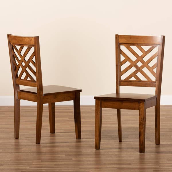 Baxton Studio Caron Walnut Brown Wood 2pc. Dining Chair Set