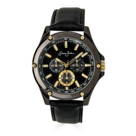 Mens Sean John Gunmetal-Tone Screw Bezel Strap Watch SJ0003GU