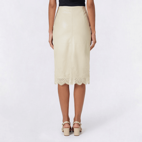 Juniors Love Tree Pleather Lace Hem Midi Skirt