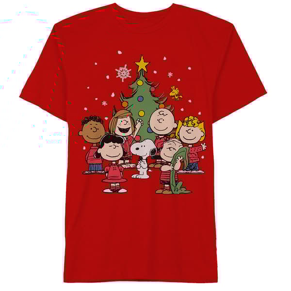 Young Mens Peanuts Christmas Short Sleeve Tee - image 