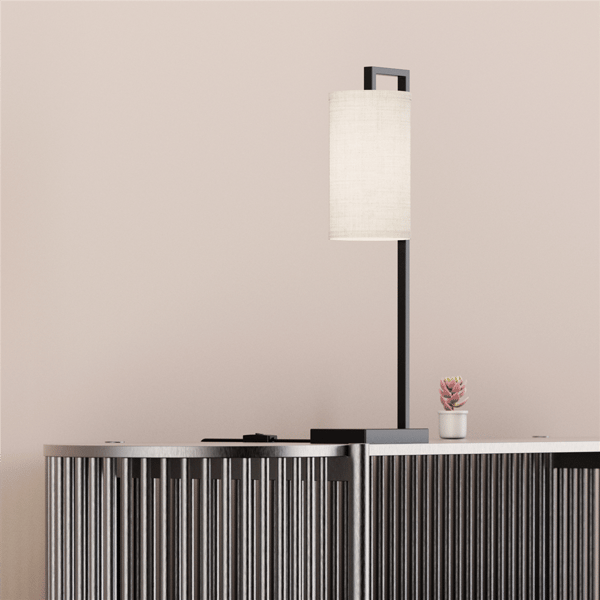 Infibrite 25in. Rectangular Frame Table Lamp with Cylinder Shade