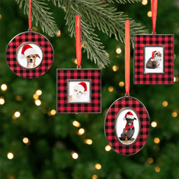 Northlight 4ct. Buffalo Plaid Photo Frame Christmas Ornaments