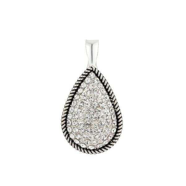 Wearable Art Silver-Tone Crystal Teardrop Enhancer Pendant - image 