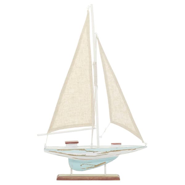 9th & Pike&#174; Brown Wood Coastal Sail Boat Sculpture