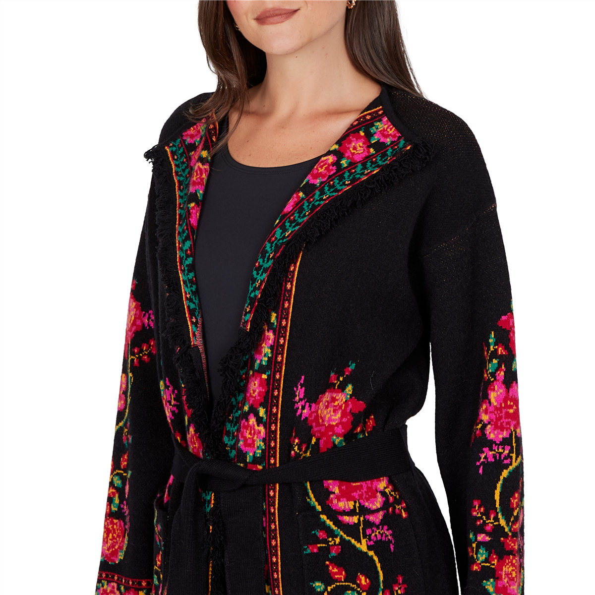 Womens Ruby Rd. Mysterious Romance Floral Jacquard Cardigan