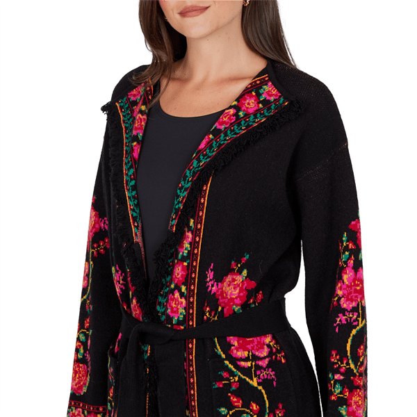 Womens Ruby Rd. Mysterious Romance Floral Jacquard Cardigan