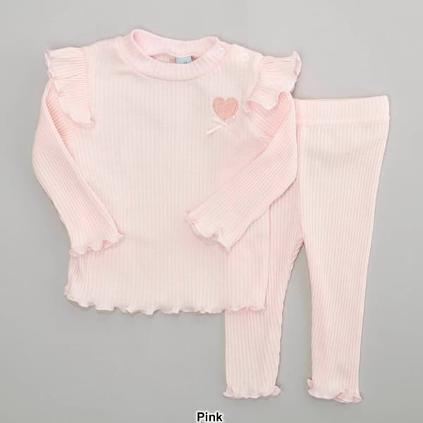 Baby Girl &#40;3-9M&#41; Charlotte & Star Heart/Bow Top & Leggings Set