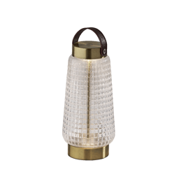 Adesso Samara Cordless LED Tall Table Lantern with Glass Shade