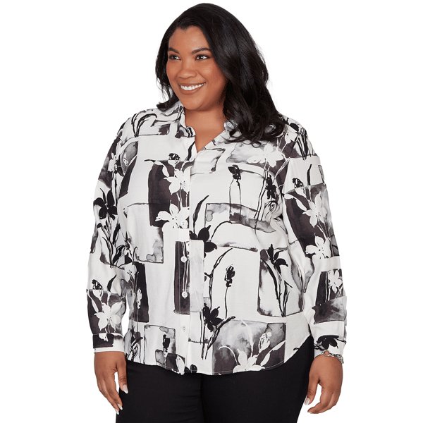 Plus Size Alfred Dunner Crowd Pleaser Abstract Floral Blouse
