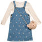 Girls (7-12) Little Lass(R) Long Sleeve Top & Denim Jumper w/ Bag - image 1