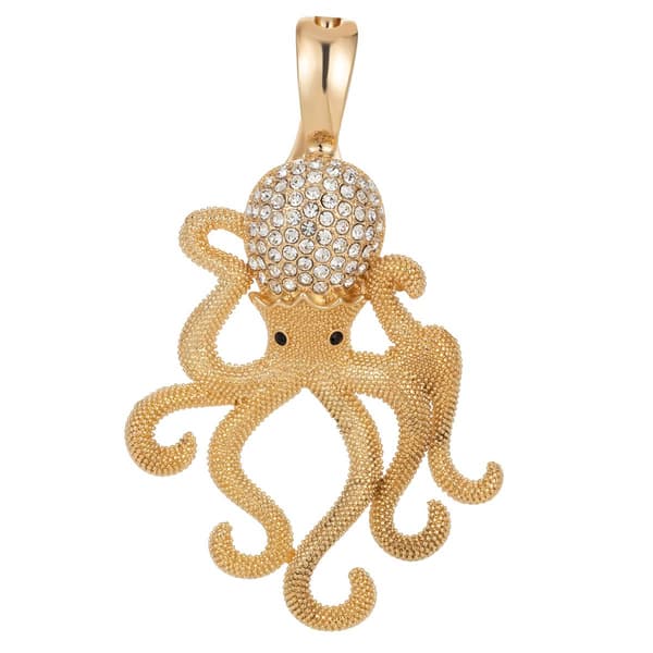 Wearable Art Gold-Tone Pearl Head Octopus Enhancer Pendant - image 