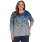 Plus Size Alfred Dunner Classics 3/4 Sleeve Falling Leaves Blouse - image 1