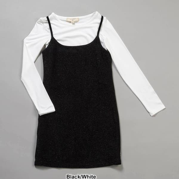 Girls &#40;7-16&#41; No Comment 2pc. Long Sleeve Tee w/ Lurex 90s Dress