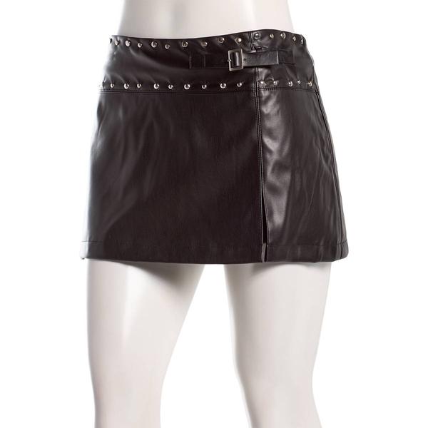 Juniors Jolie & Joy Pleather Grommet Buckle Mini Skort - image 