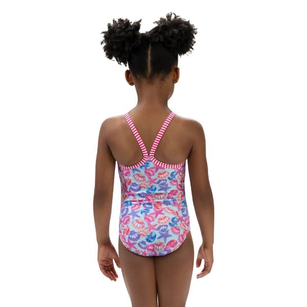 Girls (4-6x) Dolfin® Fin Floats Criss-Cross One Piece Swimsuit