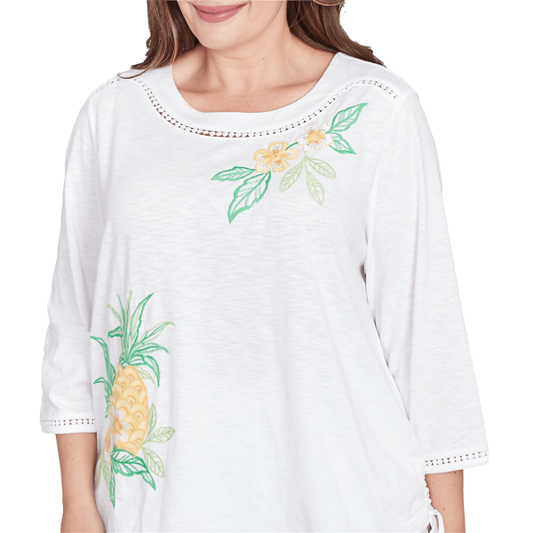 Plus Size Alfred Dunner Rise & Shine Embroidered Pineapple Tee