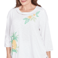 Plus Size Alfred Dunner Rise & Shine Embroidered Pineapple Tee - image 5