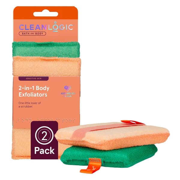 Cleanlogic 2-in1 Body Exfoliators Sensitive Skin Body Scubber