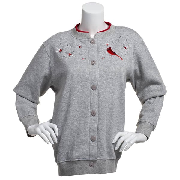 Plus Size Bonnie Evans Embroidered Cardinal Swirl Cardigan
