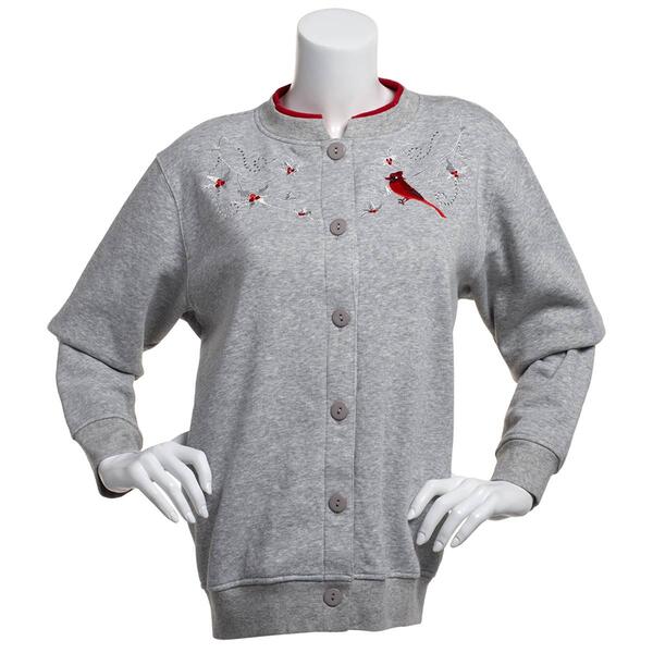 Plus Size Bonnie Evans Embroidered Cardinal Swirl Cardigan - image 