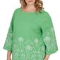 Plus Size Ruby Rd. Hothouse Florals Palm Tree Embroidery Blouse - image 5