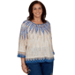 Plus Size Alfred Dunner Tuscany 3/4 Sleeve Ikat Burnout Blouse - image 1