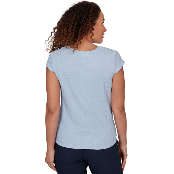Petite Emaline Sapphire Serenade II Cap Sleeve Textured Blouse