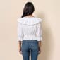 Womens MNK Stripe Elbow Sleeve V-Neck Ruffle Blouse - image 2