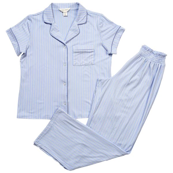 Womens Laura Ashley Striped Boxy Long Leg Pajama Set - image 