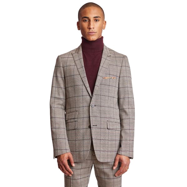 Mens Paisley & Gray(R) Peak Plaid Jacket - Tan/Burgundy - image 