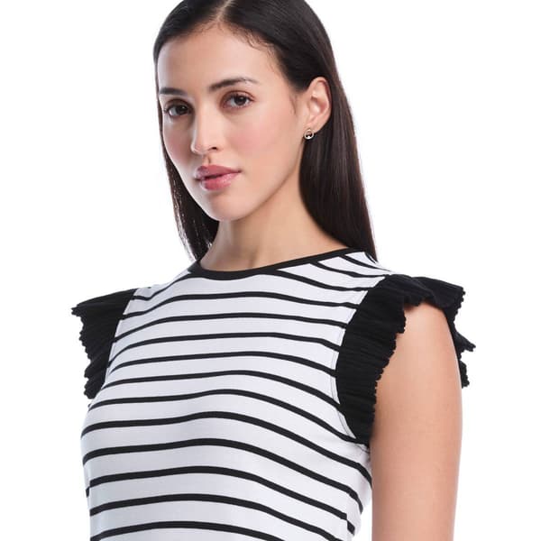 Womens Rafaella® Ruffle Cap Sleeve Stripe Blouse