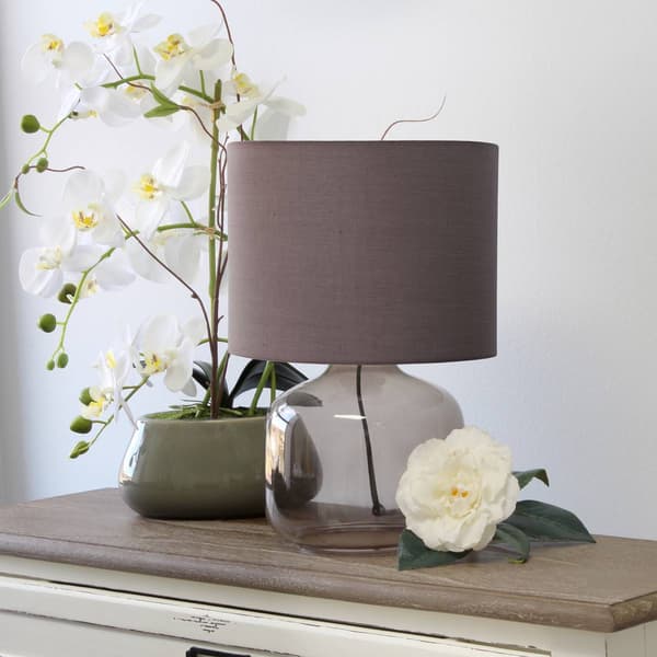 Simple Designs Glass Jar Shape Table Lamp w/Fabric Shade
