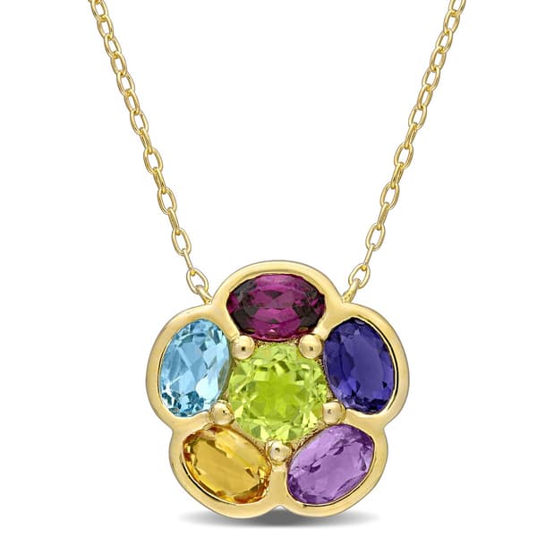 Gemstone Classics&#40;tm&#41; Rhodolite Blue Topaz Pendant Necklace - image 