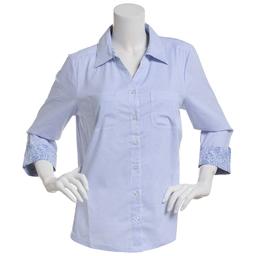 Plus Size Emily Daniels Stripe Knit To Fit Casual Button Down