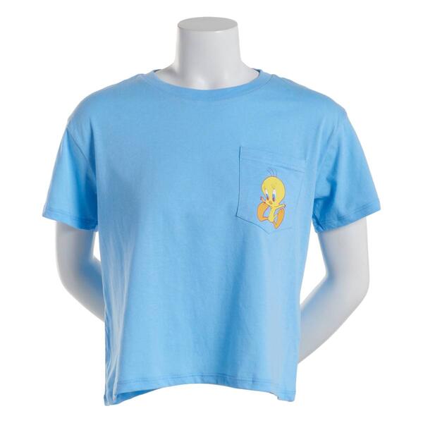 Juniors Freeze Tweety Front &amp; Back Skimmer Tee With Pocket - image 