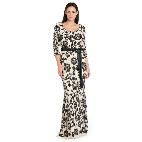 Womens R&M Richards 3/4 Sleeveless Beaded Trim Gown - image 