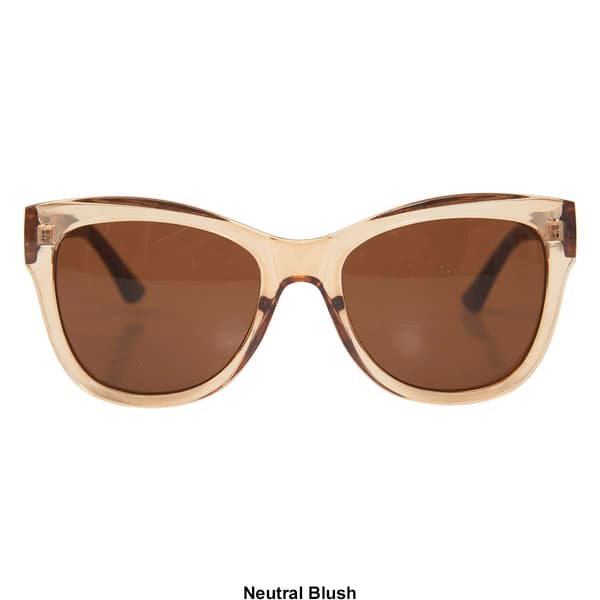 Womens O by Oscar Round Cat Grooved Metal Bar Sunglasses