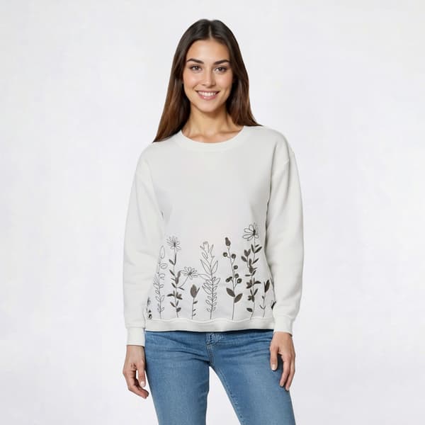 Womens Hasting & Smith Floral Bordered Fleece Sweatshirt - image 