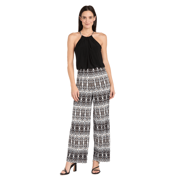 Women R&M Richards Daytime Blouson Necklace Detail Jumpsuit