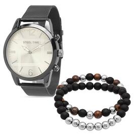 Mens Steeltime Black Mesh Watch With Bracelet - 879005710079B